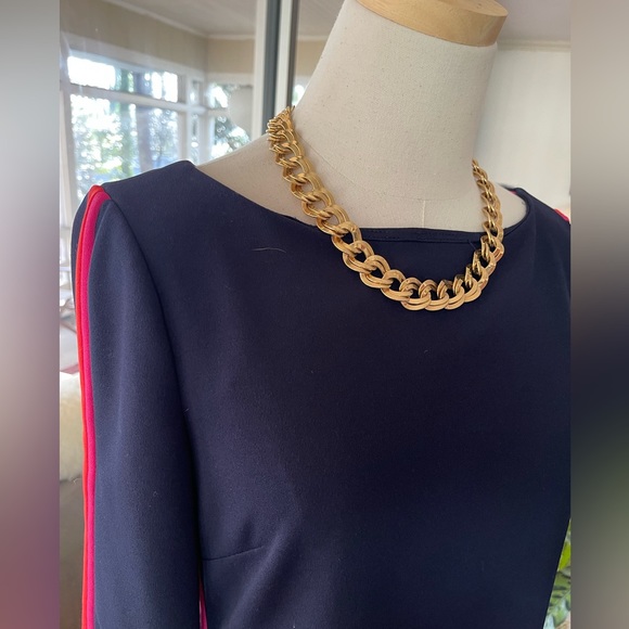 Vintage Monet Double Link Curb Chain- Hefty Gold Tone Necklace - Picture 1 of 4